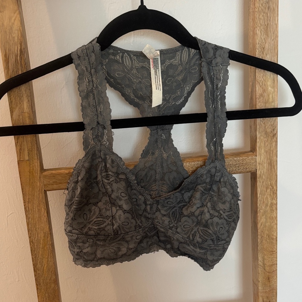 Free People Charcoal Lace Bralette